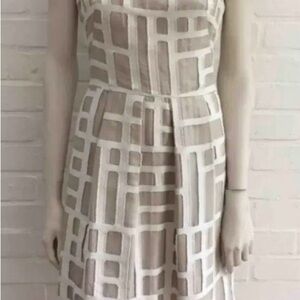 Lela Rose Strapless Beige and White Dress